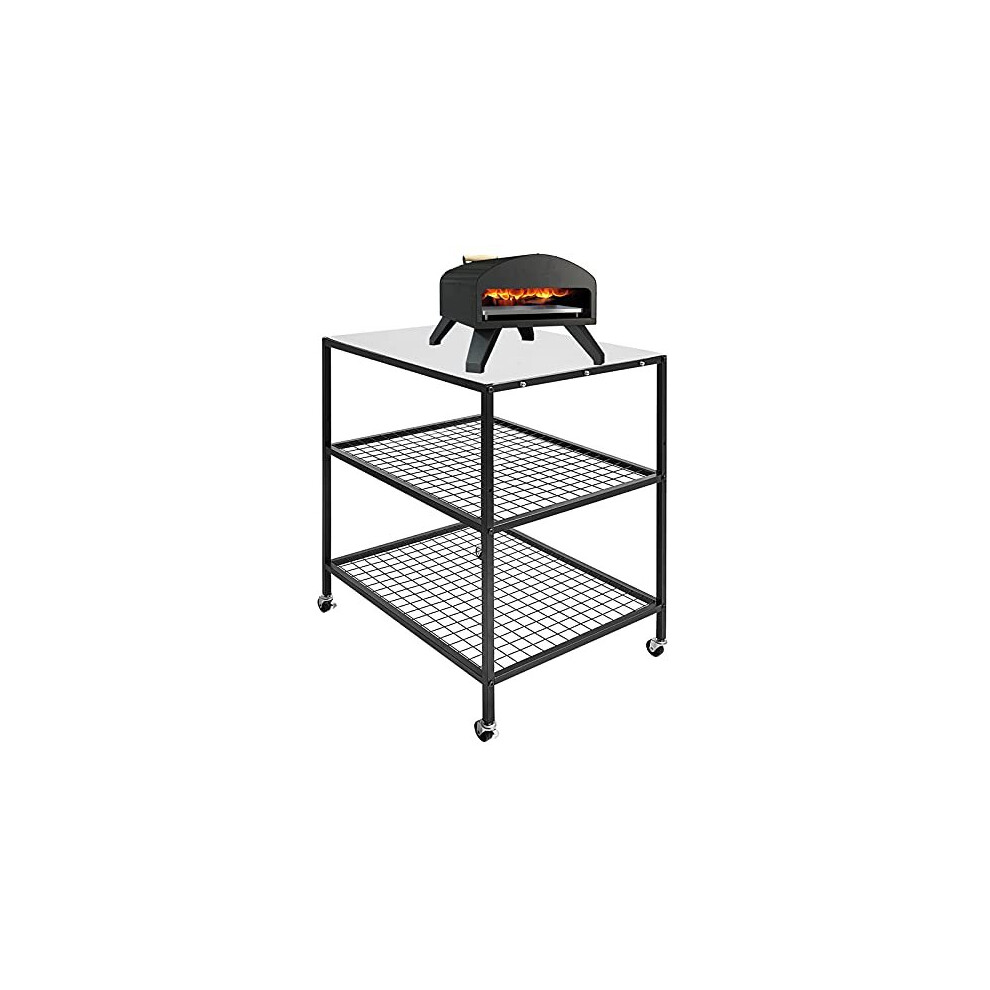 Outdoor Pizza Oven and BBQ Table with Wheels for Ooni Dallonda Nero Fresh Grills