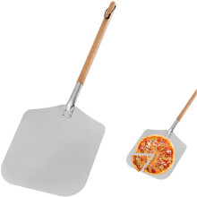 13" Pizza Oven Peel Paddle with Extra Long Wooden Handle for Wood Fired Ovens
