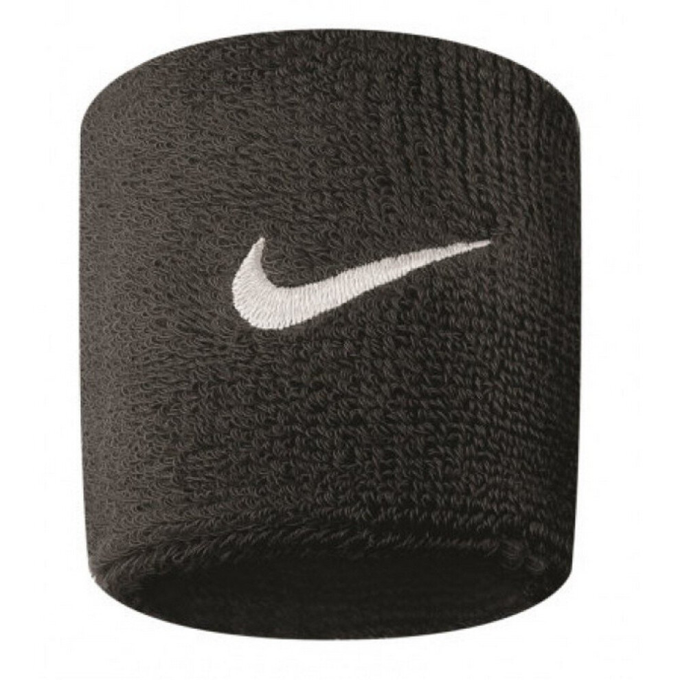 (One Size, Black/White) Nike Swoosh Wristband (Pack of 2)