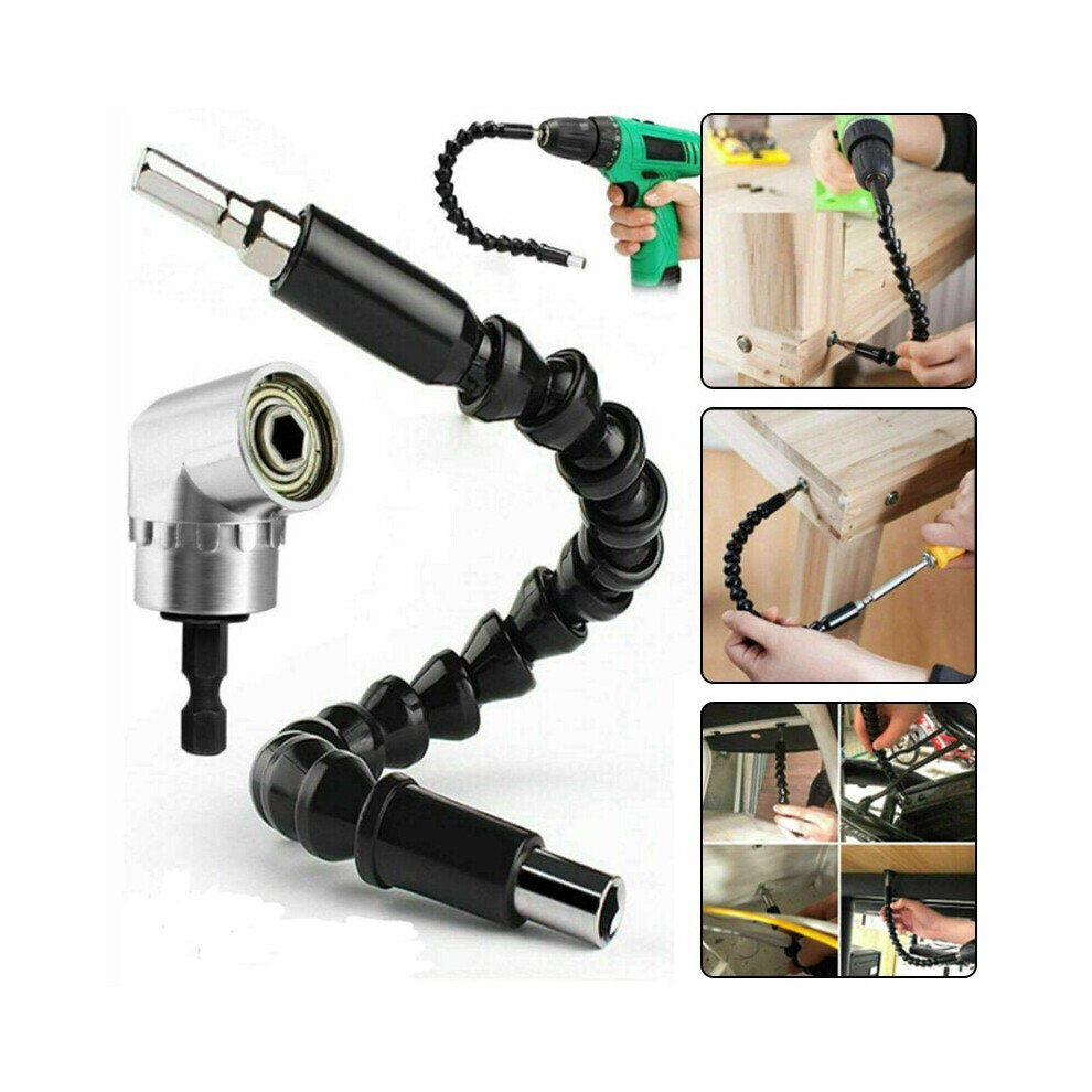 105 Degree Right Angle Drill Adapter with Flexible Shaft Bits Extension Shaft with Screwdriver Bit Holder