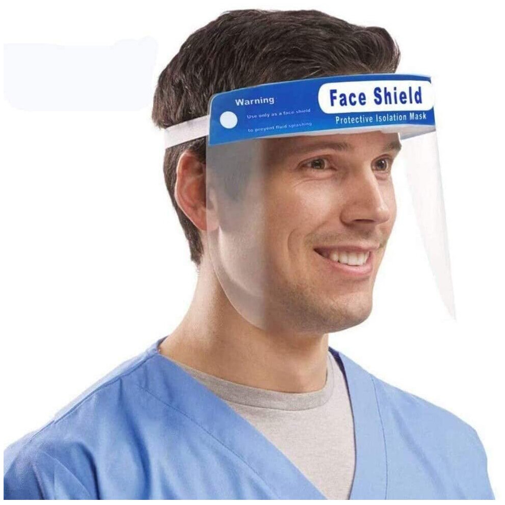 (10pcs) Safety Isolation Full Face Shields Reusable Clear Wide Vision