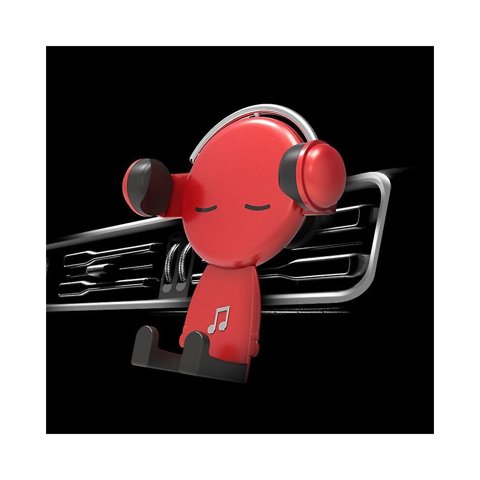 (Red) Gravity Car Phone Holder Air Vent Mount Cartoon Navigation Mobile Phone Stand Red 760932858604