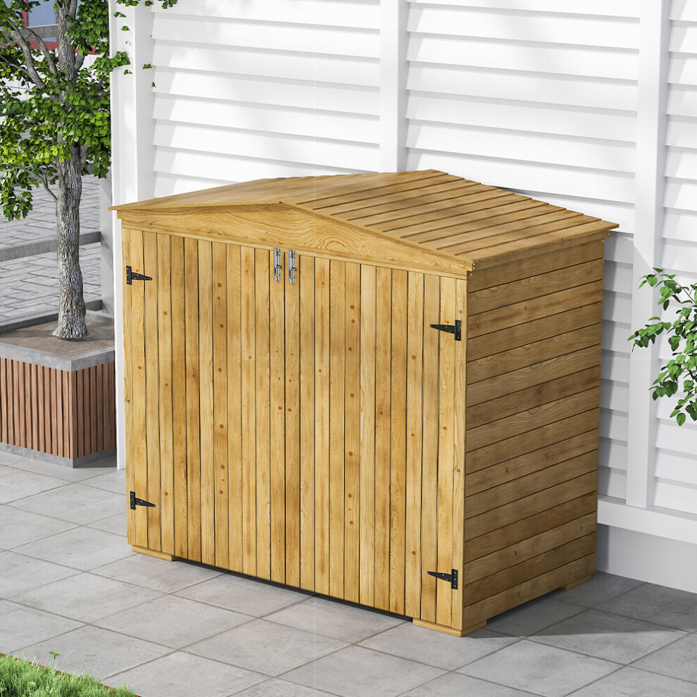 Living And Home Outdoor Spruce Wood Trash Can Storage Shed