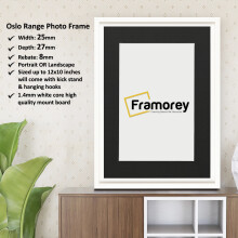 (6x4" Pic (8x6" Frame)) Oslo Style Picture Frames / White Photo Frame / Best Photo Frame For Birthday Gifts / Wall Art Poster Frame With Black Mount