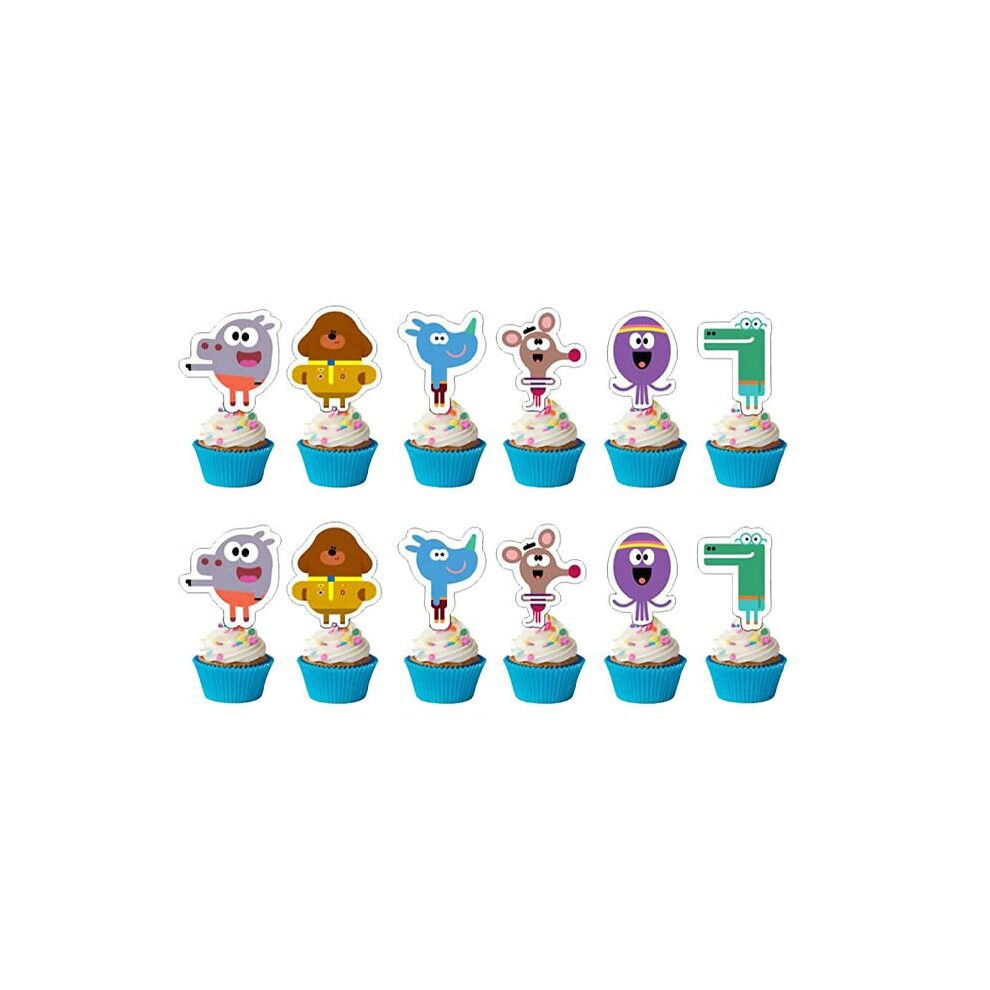 (12pcs Small Cake Insert) Hey Duggee Birthday Party Supplies Cake Topper Banner Balloon Themed Party