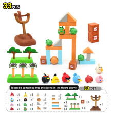 (Four Boxes Set, 33Pcs) Rage Birds Building Blocks Catapult Slingshot Angry Red Chuck Bomb Cute Bad Piggies Toy