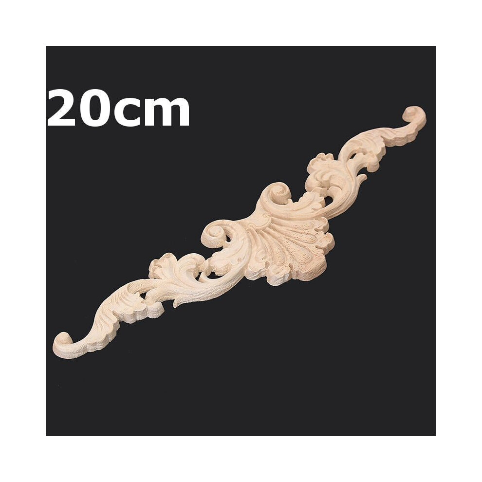 (20cm) Unpainted Wood Carved Applique Frame Onlay Furniture Decoration