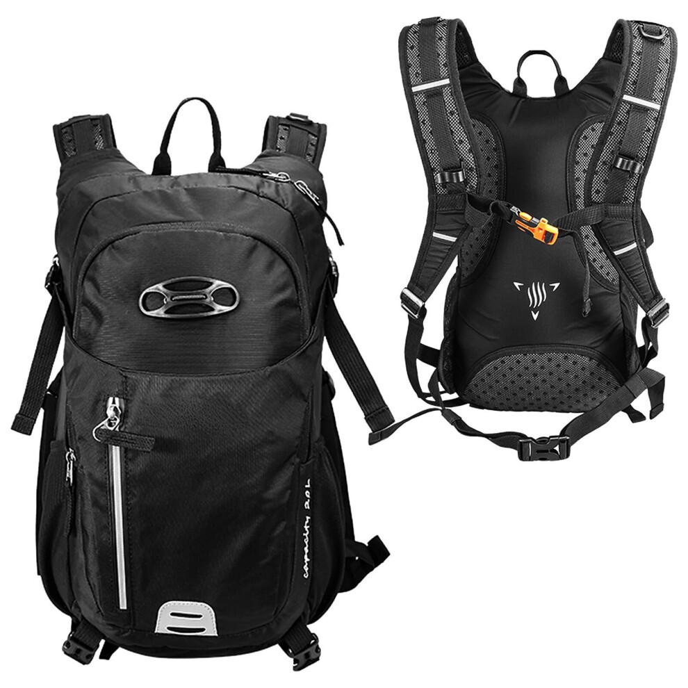 (Black) 20L Nylon Waterproof Travel Backpacks Cycling Hydration Pack Men Camping Hiking Backpack Outdoor Sport Backpack