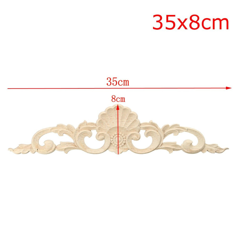 (35*8CM) Wood Carved Long Applique Unpainted Flower Door Decoration