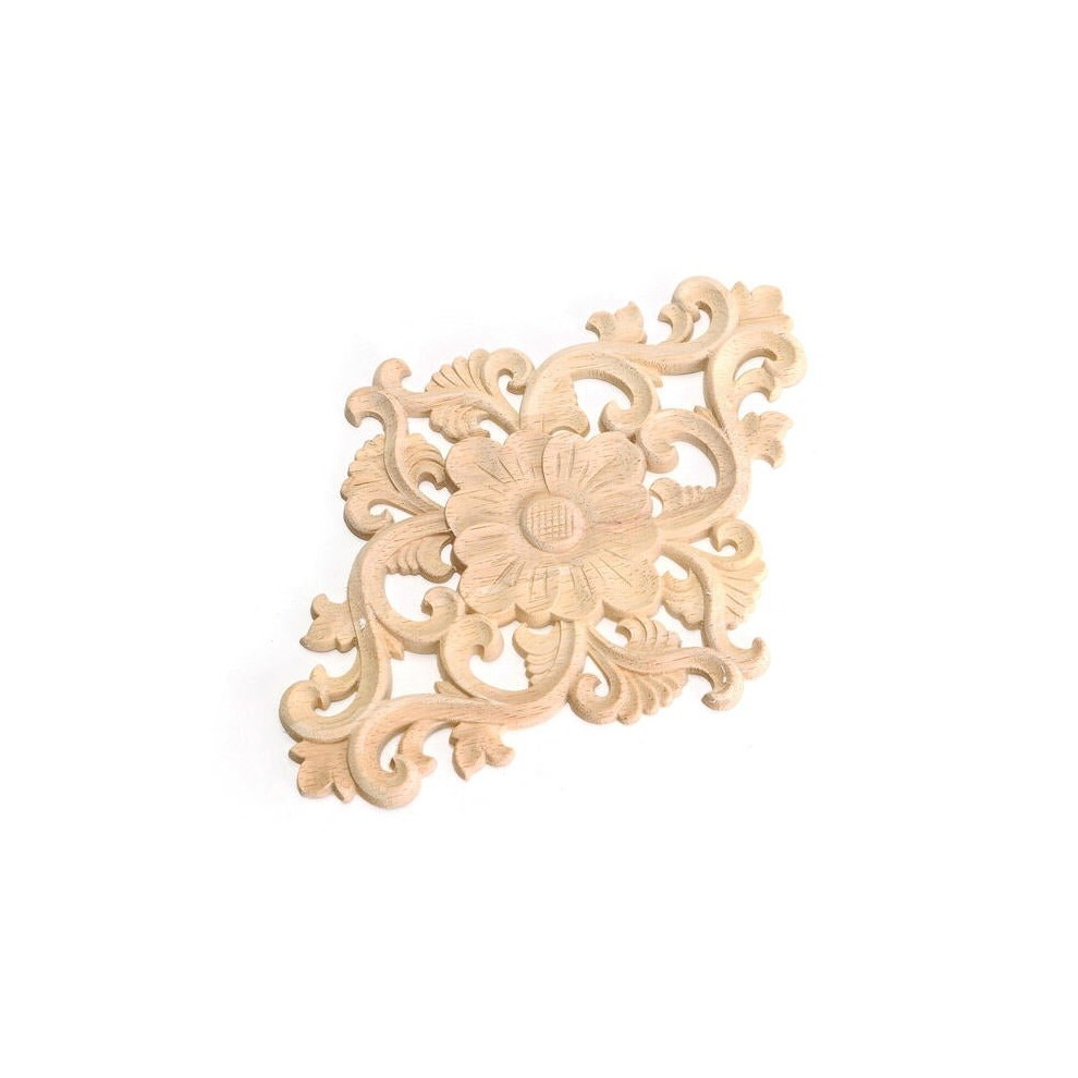 (#2) Unpainted Wood Oak Carved Onlay Applique Furniture Home Decor 21x11cm/28x15cm