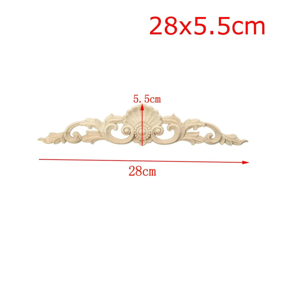 (28*5.6CM) Wood Carved Long Applique Unpainted Flower Door Decoration