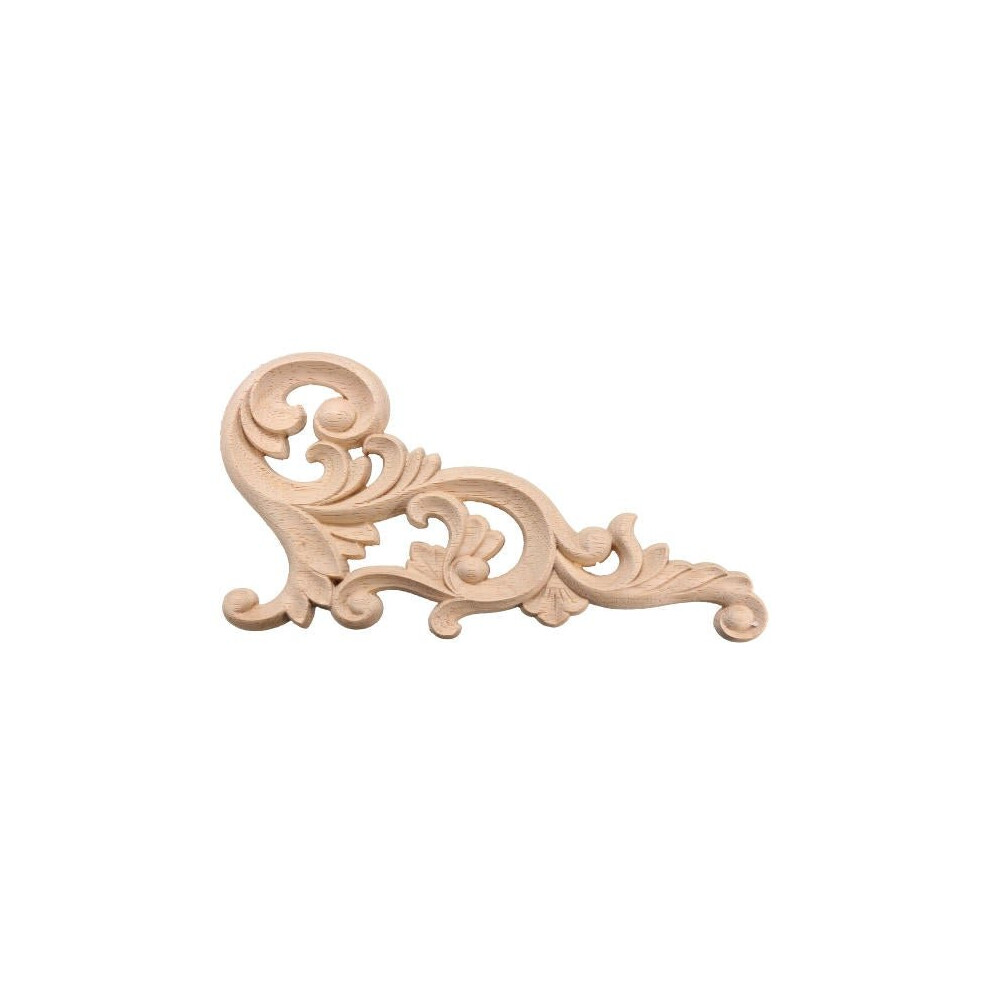 (Left) 20x10CM Wood Carved Corner Onlay Unpainted Frame Decoration