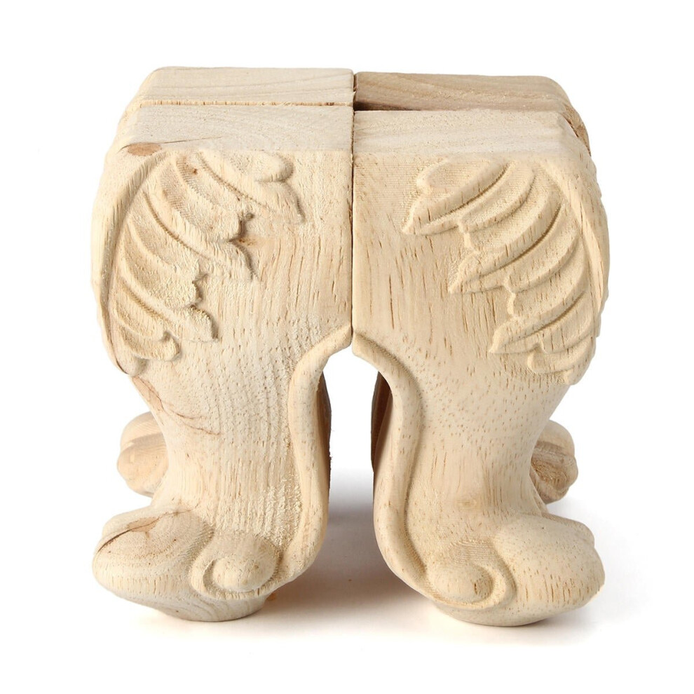 (10cm) 4Pcs 10/15cm European Solid Wood Applique Carving Furniture Foot Legs Unpainted Cabinet Feets Decal