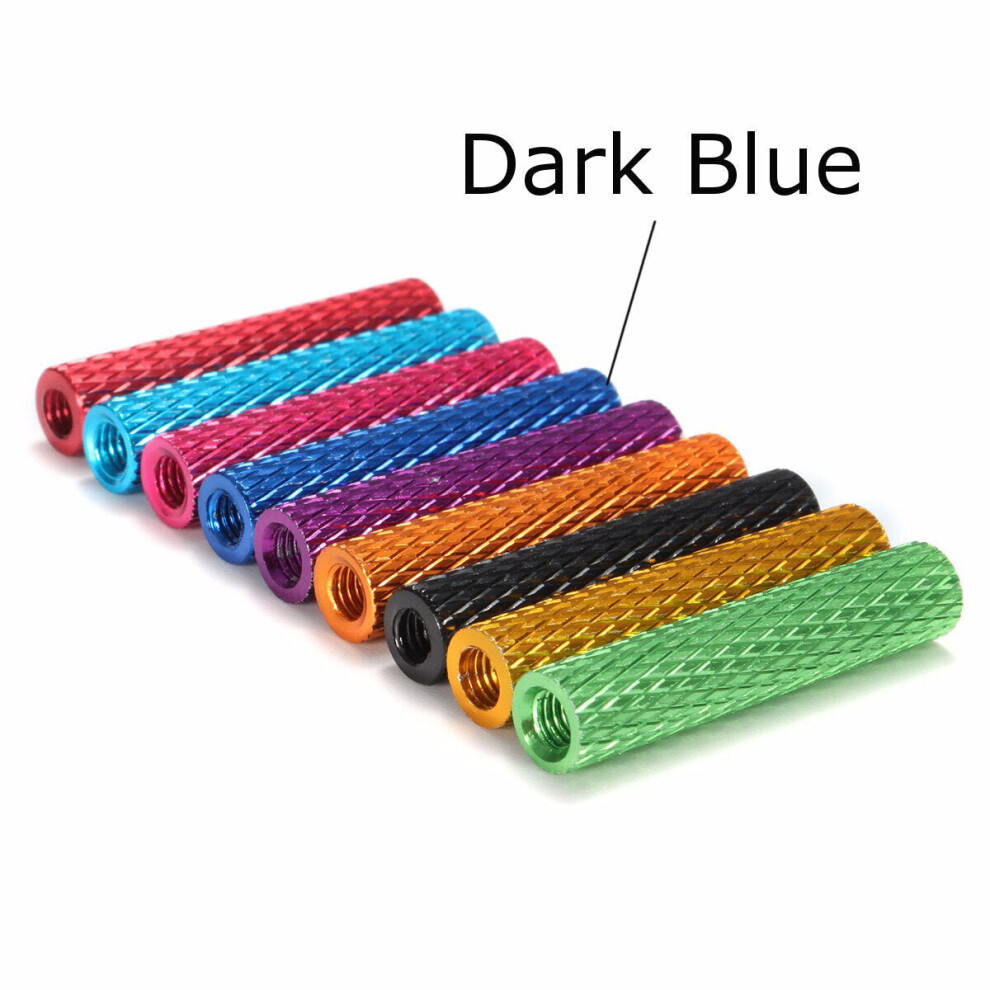 (Dark Blue) M3AS6 10Pcs M3 28mm Knurled Standoff Aluminum Alloy Anodized Spacer