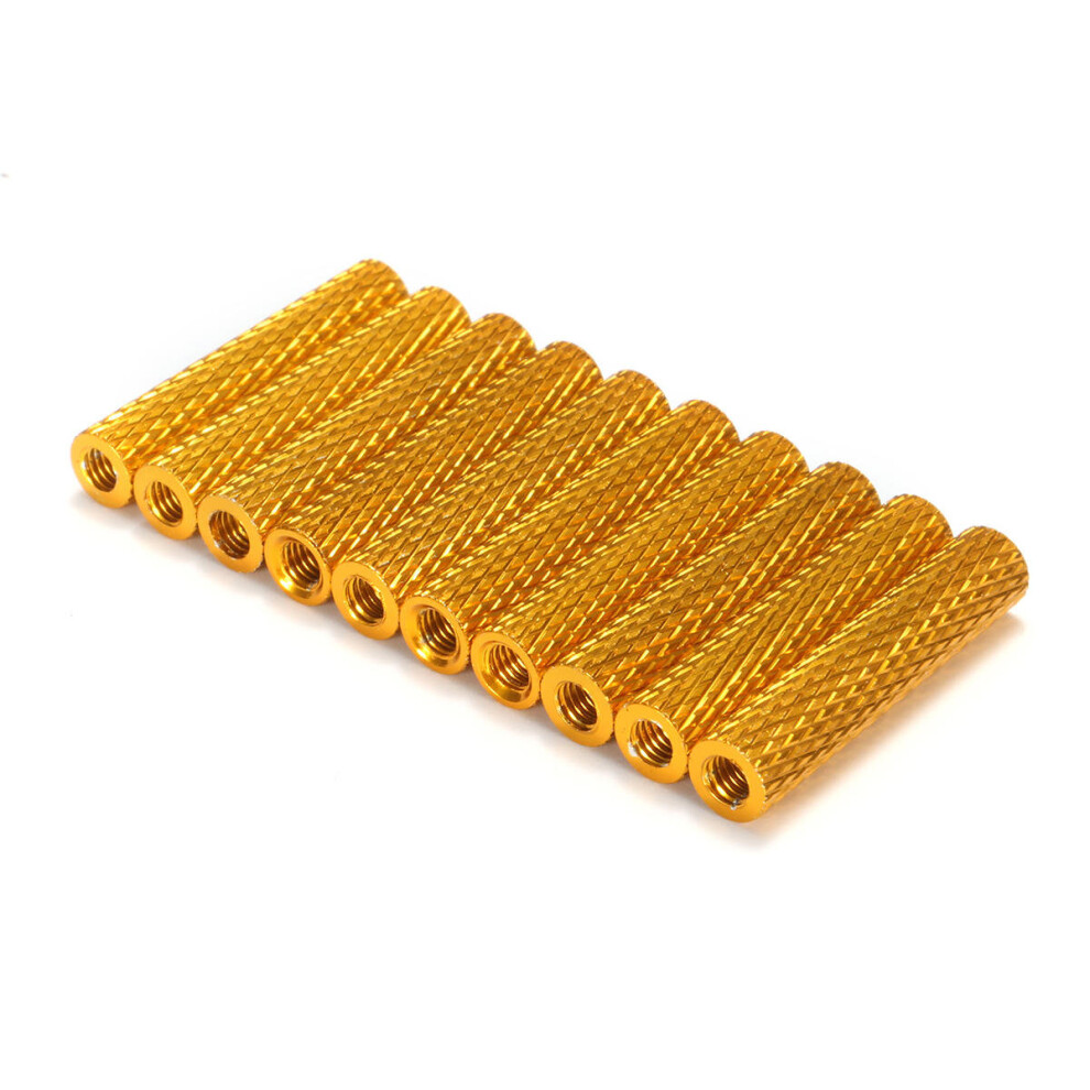 (Gold) M3AS17 50Pcs M3 25mm Knurled Standoff Aluminum Alloy Anodized Spacer