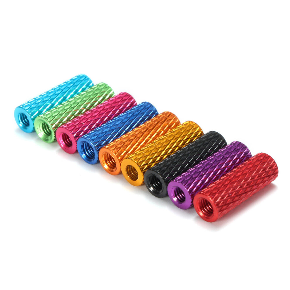 (Dark orange) M3AS3 10Pcs M3 15mm Knurled Standoff Aluminum Alloy Anodized Spacer