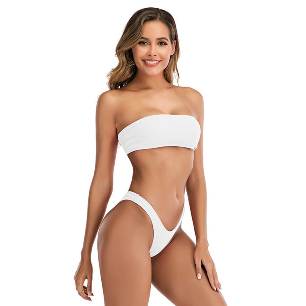 (White, M) Women's Two Piece Bikini Sets