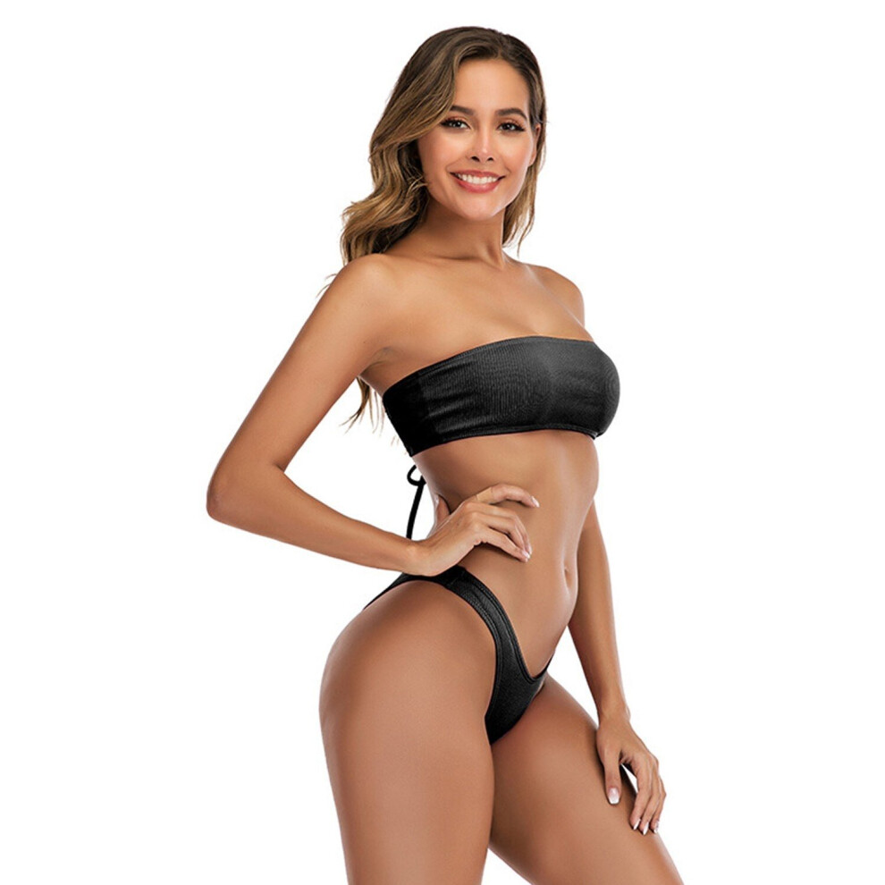 (Black, M) Women's Two Piece Bikini Sets