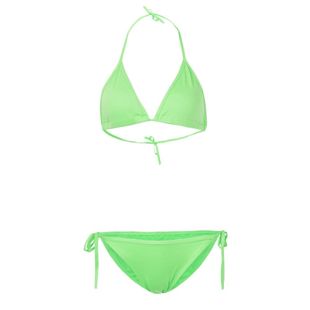 (Green, L) Sexy Halter Backless Plunge Woman Bikini Swimwear