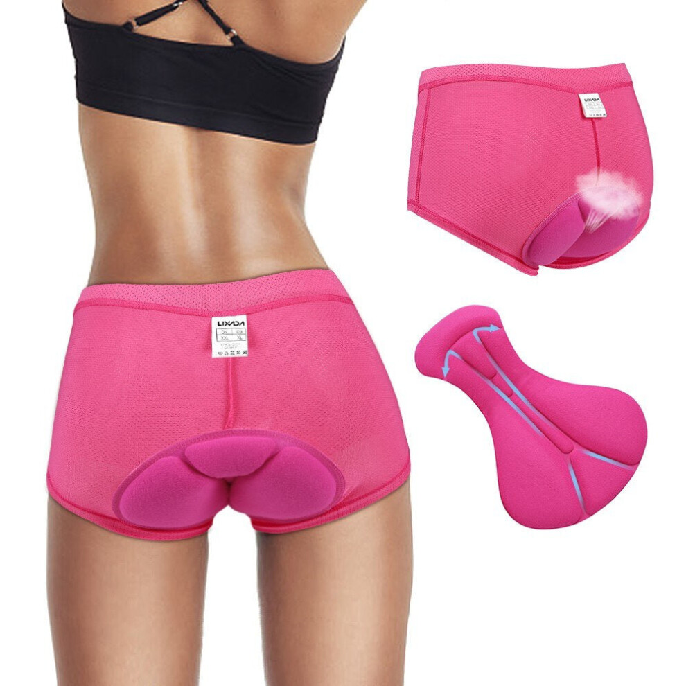 (Rose, M) Women Cycling Underwear Pants Gel 3D Padded