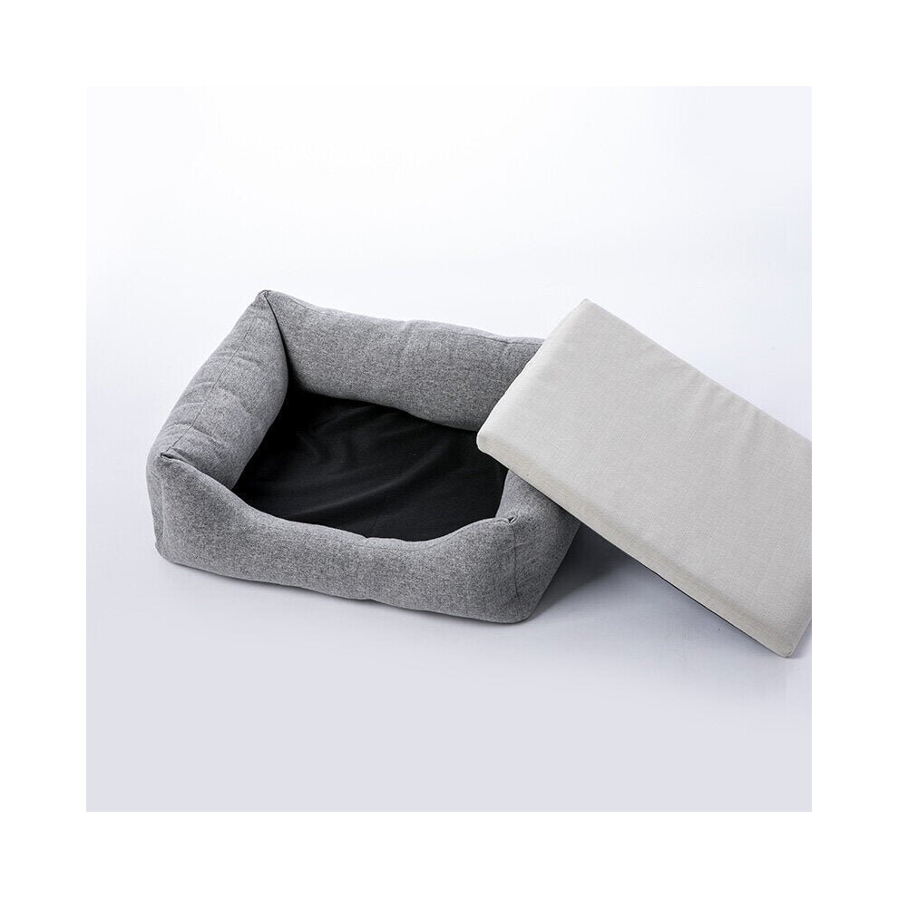 (Grey) Pet Mat Dog Bed Washable Cotton Linen Material for Small Medium Dogs Teddy