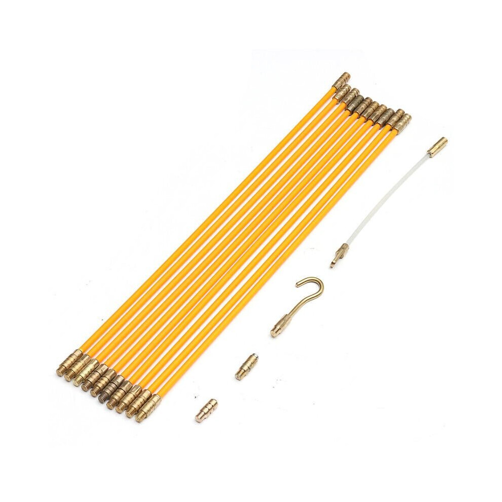 10FT Fiberglass Running Wire Cable Coaxial ElectricalTape Pull Push Kit Fiberglass Cable Puller