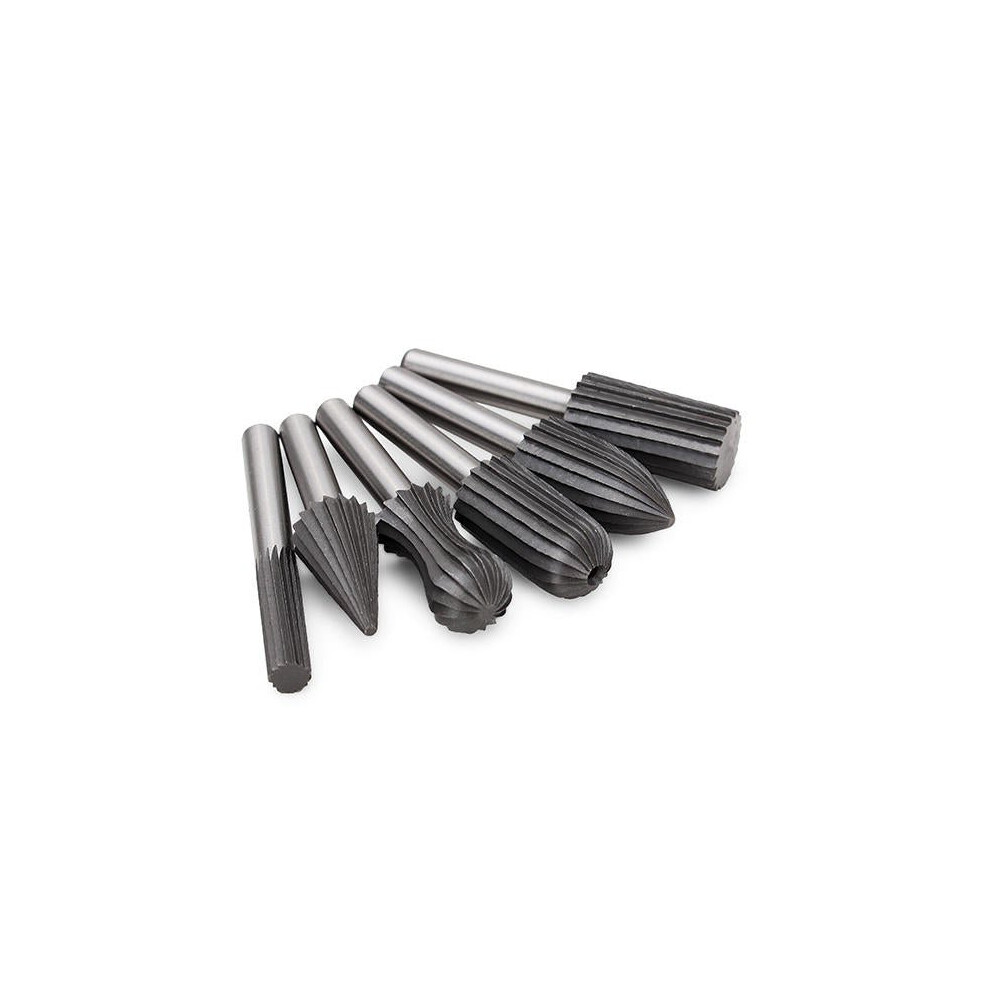 6pcs 6mm Shank Bearing Steel Engraving Grinding Bit Rotary Bur File Rasp Bit For Rotary Tools