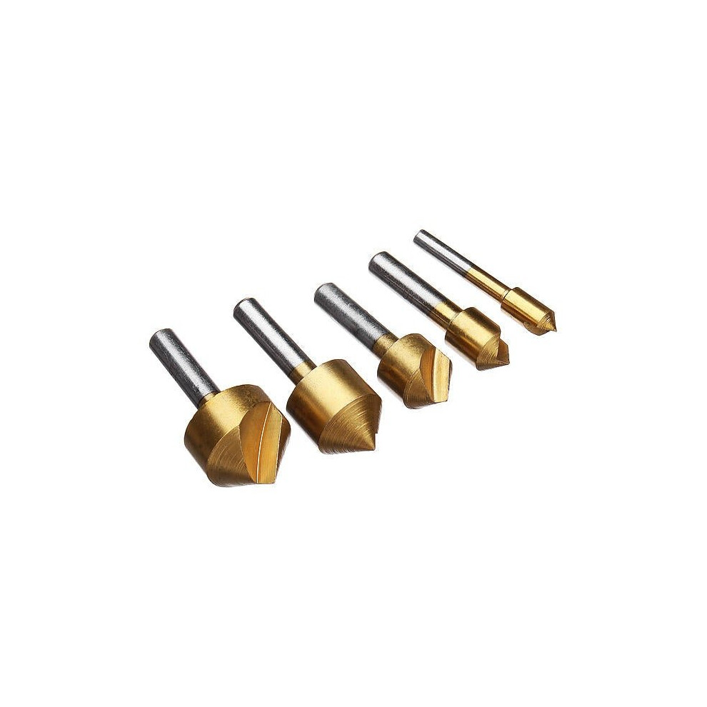 5Pcs Metric Single Flute Countersink Drill Chamfering Cutter Bit 3654659381156