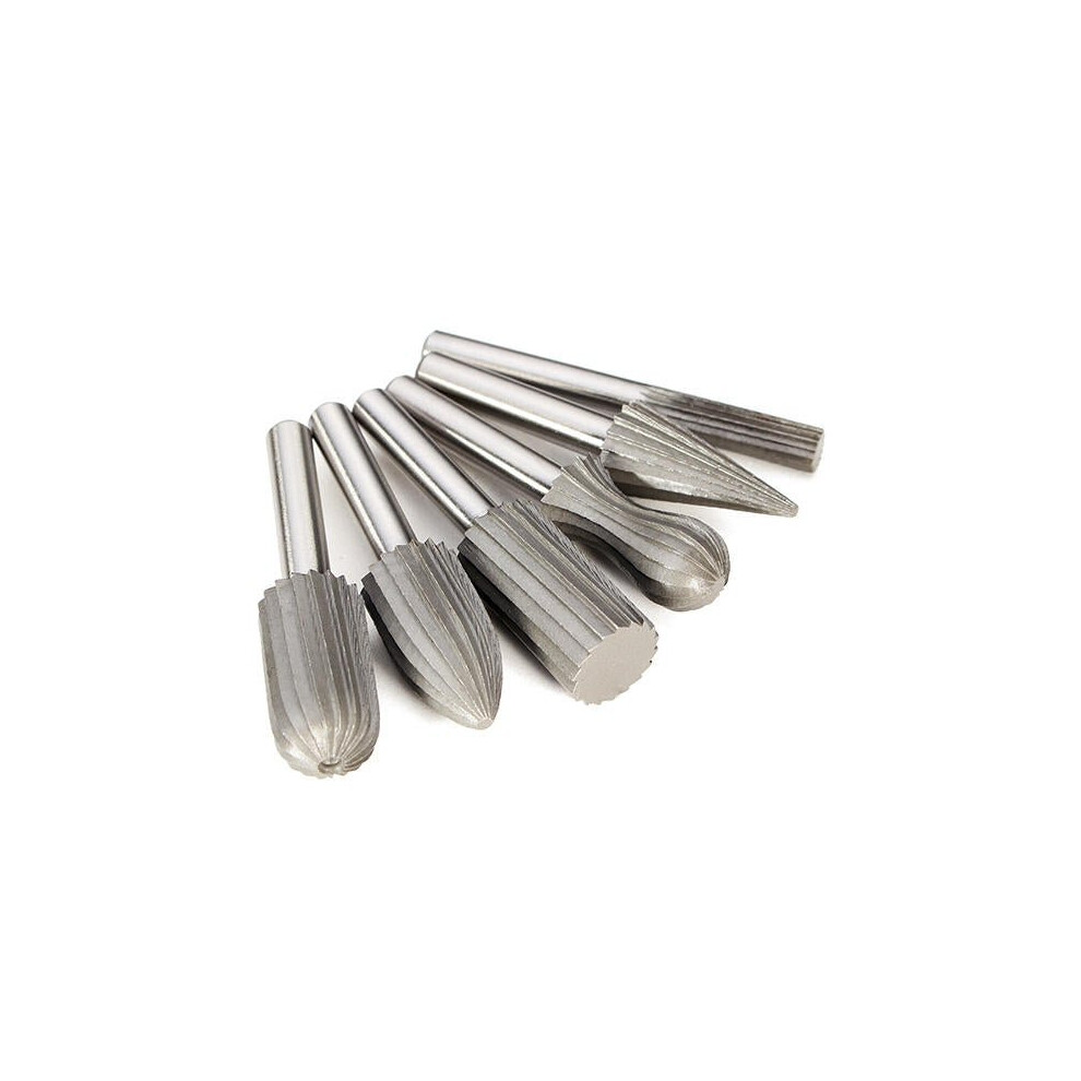 6Pcs 6Mm Shank Tungsten Steel Rotary File Cutter Engraving Grinding Bit For Rotary Tools 3654659365859
