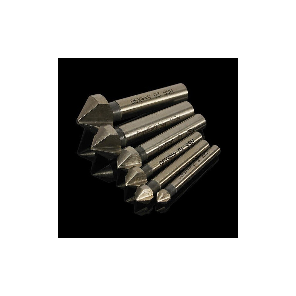 6pcs 6.3mm -20.5mm 90 Degrees HSS Countersink Drill Bits Chamfer Drills Woodworking Tool-PPT