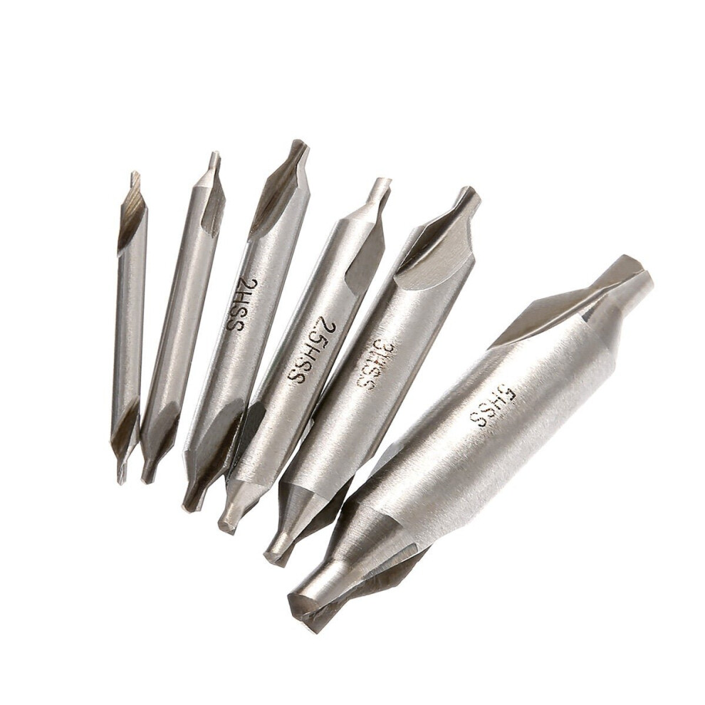 6Pcs 1/1.5/2/2.5/3/5Mm 60 Degree Hss Center Drill Bits Countersink Drill Bit 6112211912219