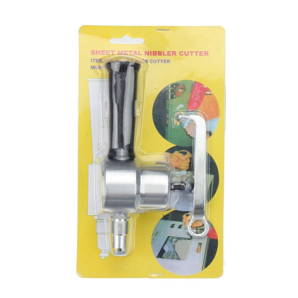 (#001: Plastic package) Upgraded 160A Double Head Metal Sheet Nibbler Cutter 360 Degree Adjustable Drill Cutting Tool