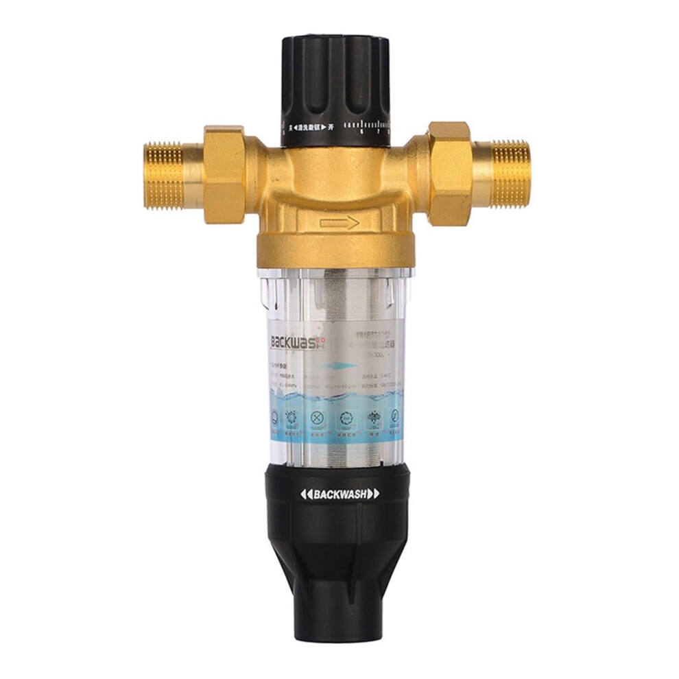 (A - With 25ppr pipe adapter) 3000L/H Front Purifier Brass Tap Backwash Remove Rust Sediment Water Pre-filter