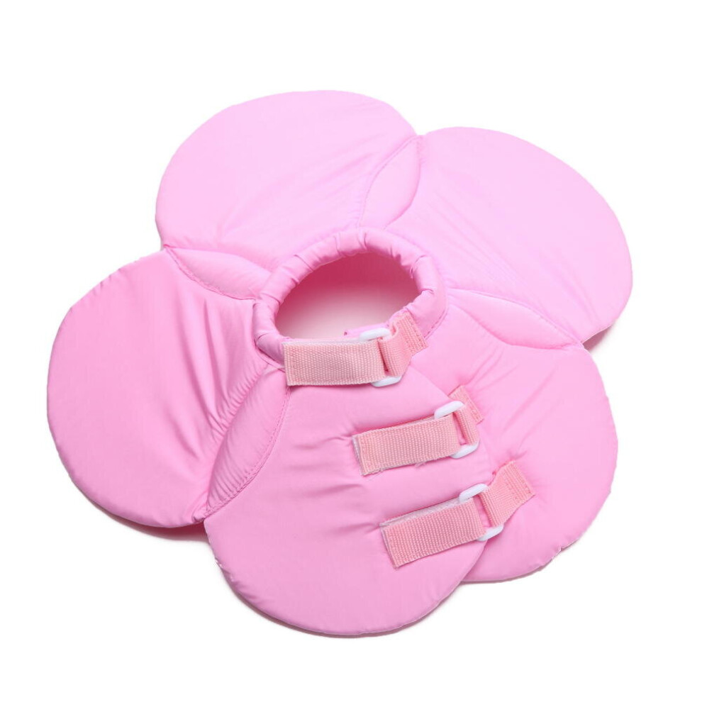 (L) Soft Sponge Flower Shape Dog Cat Circle Wound Collar Healing Anti-Bite