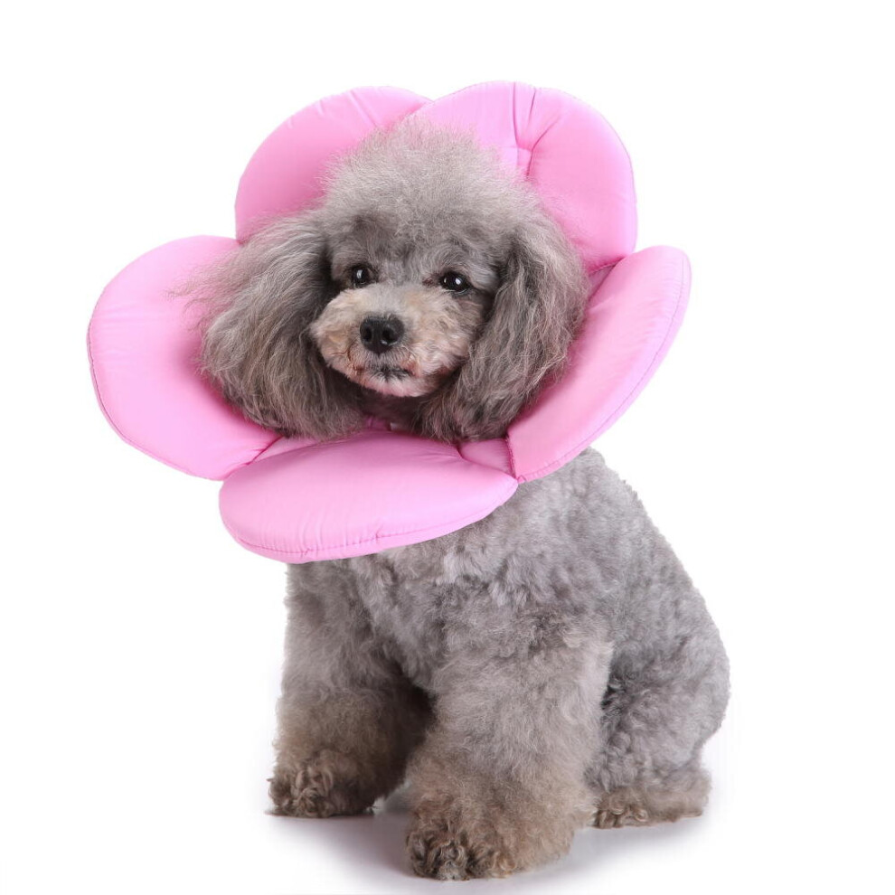 (S) Soft Sponge Flower Shape Dog Cat Collar Pet Elizabeth Circle Wound Healing Anti-Bite