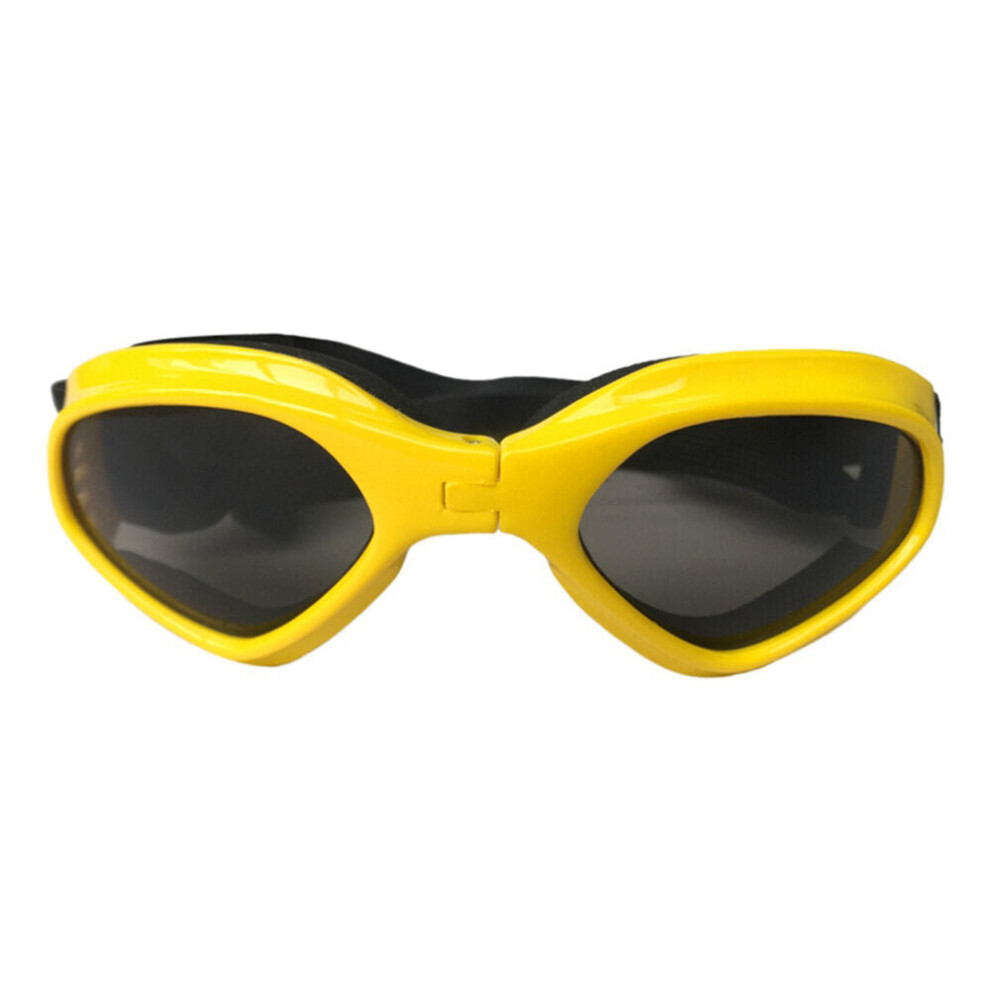 (Yellow) Foldable Pet Dog Glasses Goggles Eye Wear Protection UV Sunglasses