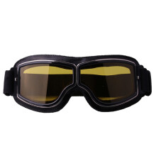 (Black + Yellow) Retro Style Vintage Motorcycle Goggles Helmet Protective Eyewear for Outdoor Sports