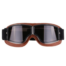 (Brown-Grey) Retro Style Vintage Motorcycle Goggles Helmet Protective Eyewear for Outdoor Sports