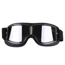 (Silver Black) Retro Style Vintage Motorcycle Goggles Helmet Protective Eyewear for Outdoor Sports