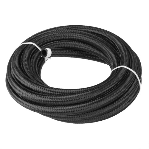GreenZech (Black, AN6) 20FT Fuel Hose Oil Gas Line Nylon Stainless Steel Braided Silver Black