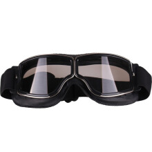 (transparent + Black) Retro Style Vintage Motorcycle Goggles Helmet Protective Eyewear for Outdoor Sports