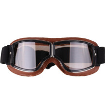 (transparent lens) Retro Style Vintage Motorcycle Goggles Helmet Protective Eyewear for Outdoor Sports