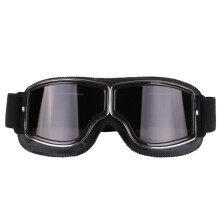 (Black-Grey) Retro Style Vintage Motorcycle Goggles Helmet Protective Eyewear for Outdoor Sports