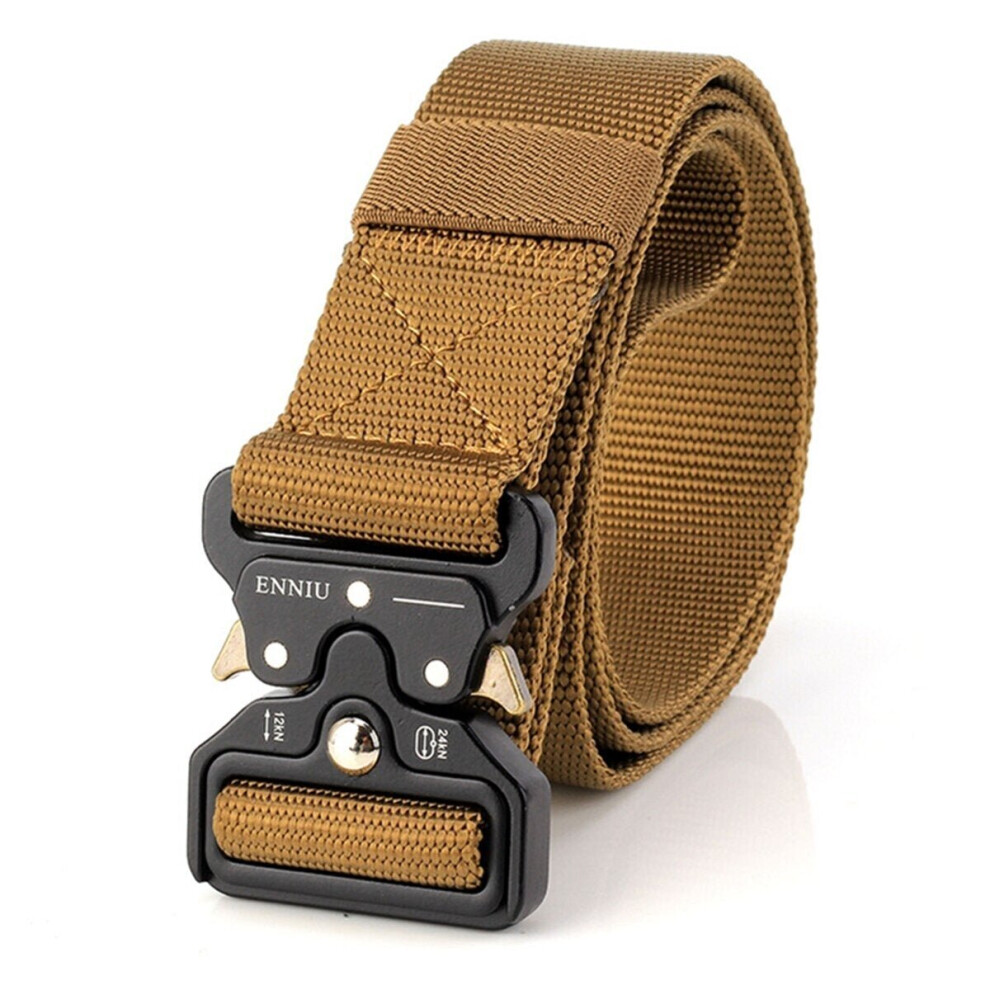 (Brown) Survival Military Nylon Belts For Men Tactical Belt Waist Strap Emergency EDC Gadget