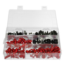 (Red) 198PCS Motorcycle Nylon Washer KitFairing Bolts Screws Retainer Fastener Clips