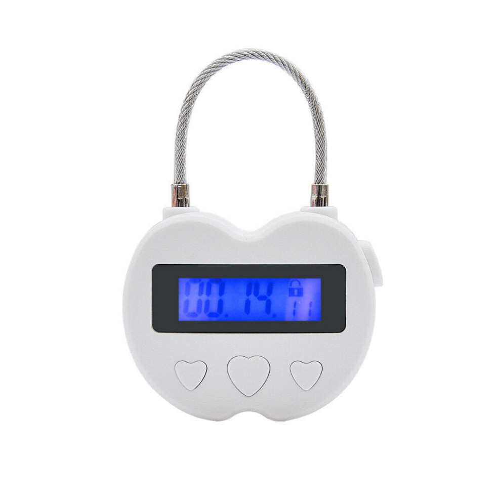 (White) USB Rechargeable Time out Padlock Max Timing Lock Digital Timer Alarming Padlock w/ LCD Display Screen