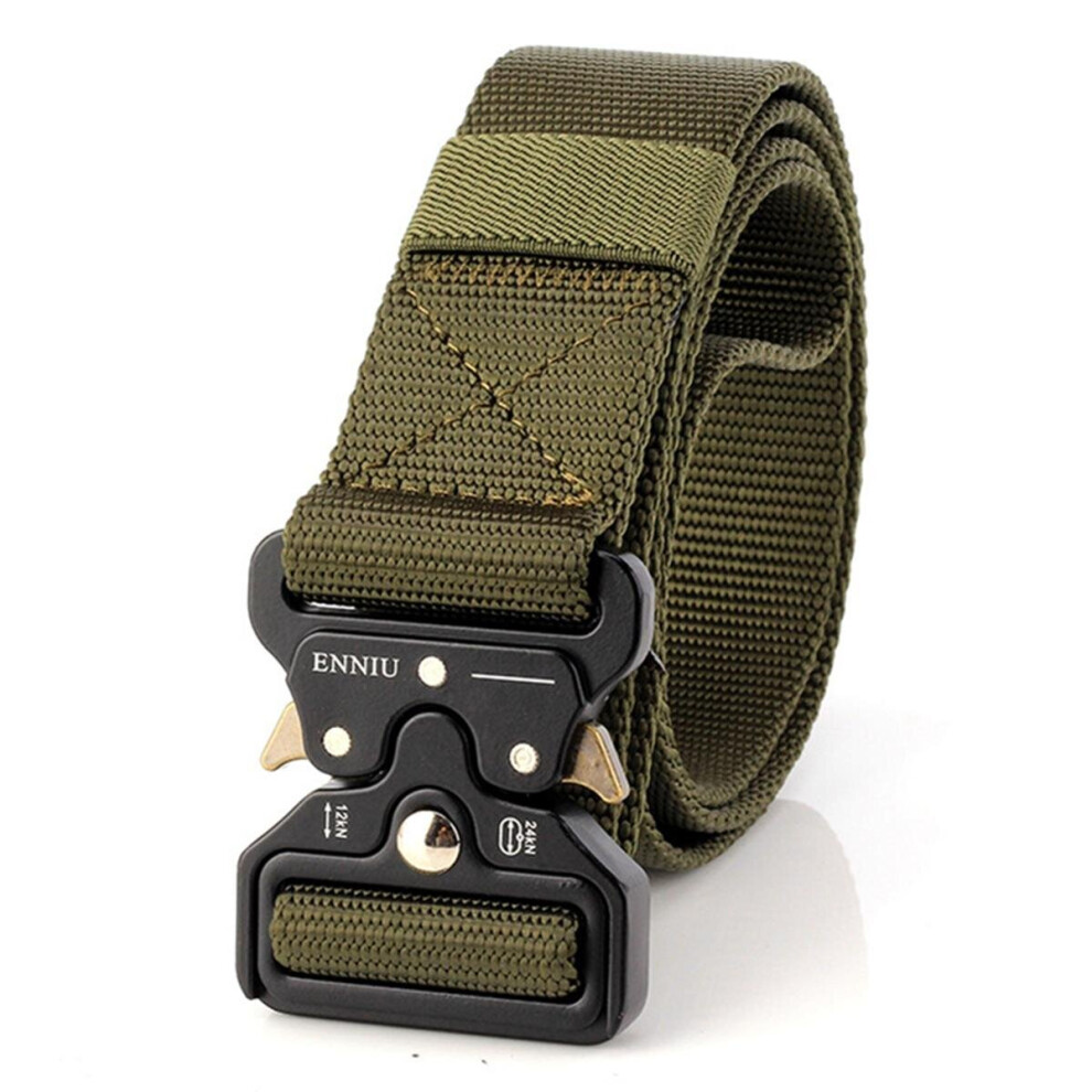 (Green) Survival Military Nylon Belts For Men Tactical Belt Waist Strap Emergency EDC Gadget