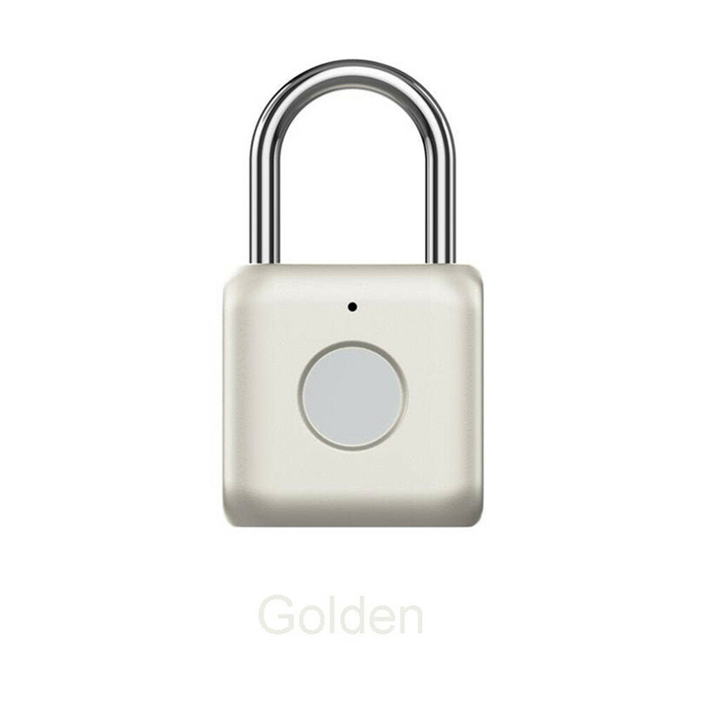 (Gold) USB Rechargeable Smart Fingerprint Padlock Door Lock Waterproof Keyless Anti Theft Travel Luggage Drawer Safety Lock from