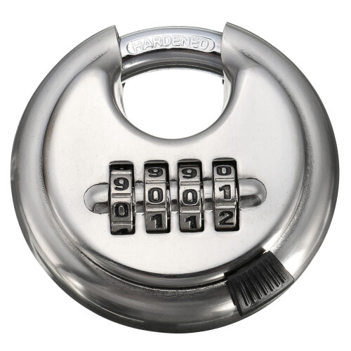 Security 4 Digit Combination Disc Padlock Steel Alloy Heavy Duty Hardened Door Lock 1