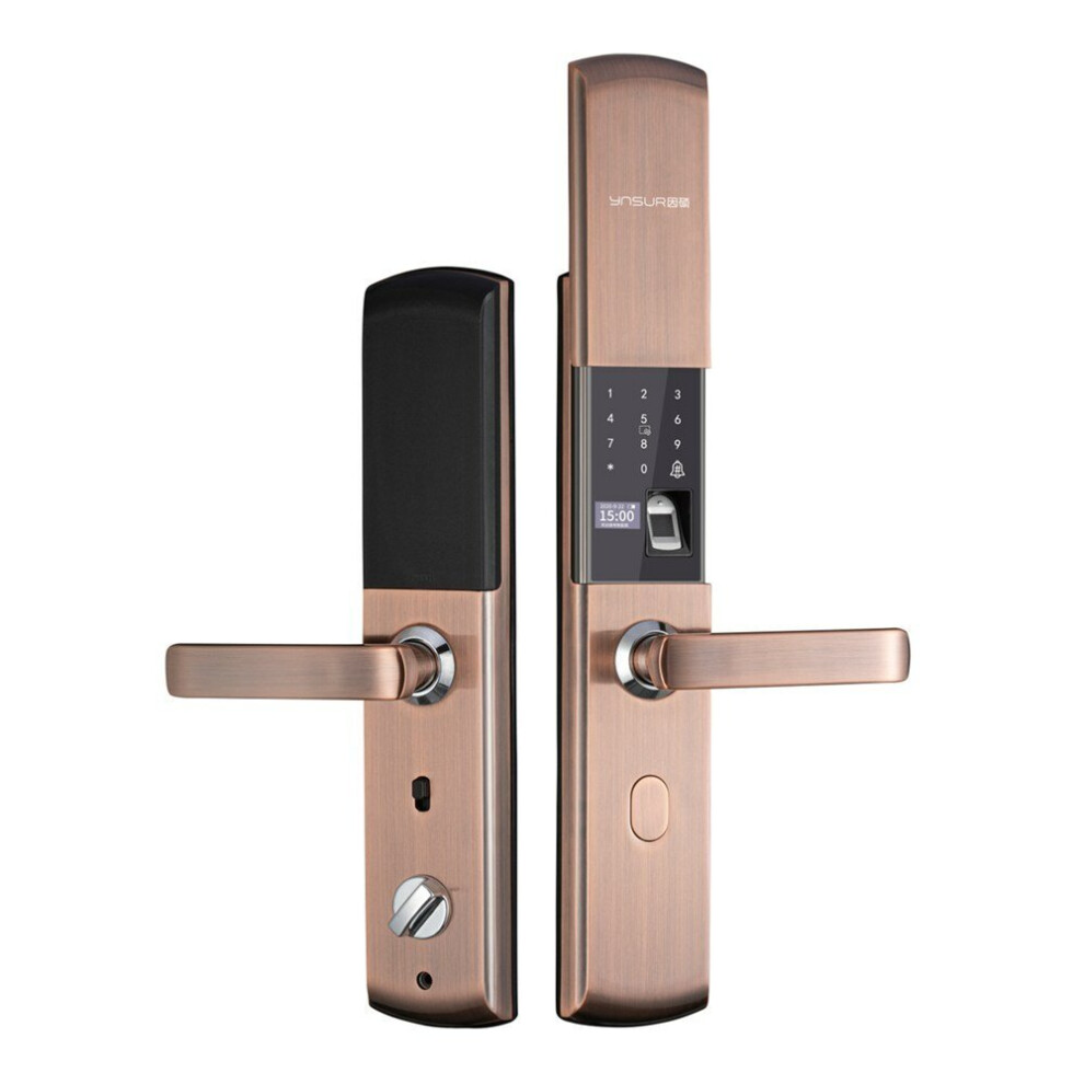 Household Fingerprint Door Lock Aluminum Alloy Antique Copper Smart Lock Automatic Sliding Cover Electronic Password Lock Anti-Theft-image-OPC-P9NHNBY-NEW